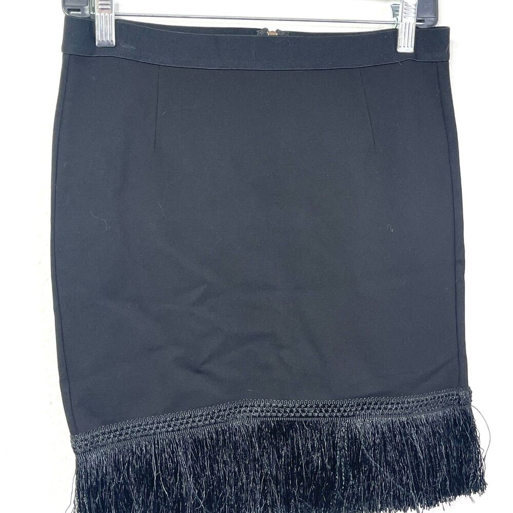 Bobi Los‎ Angeles Black Fringe Mini Skirt | Boho Festival Party - Picture 3 of 10